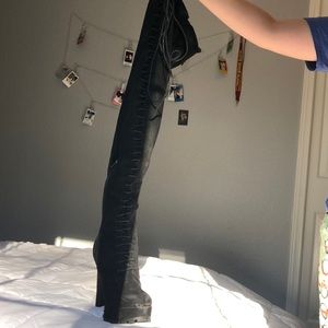 Just Fab, lace up, thigh high boots